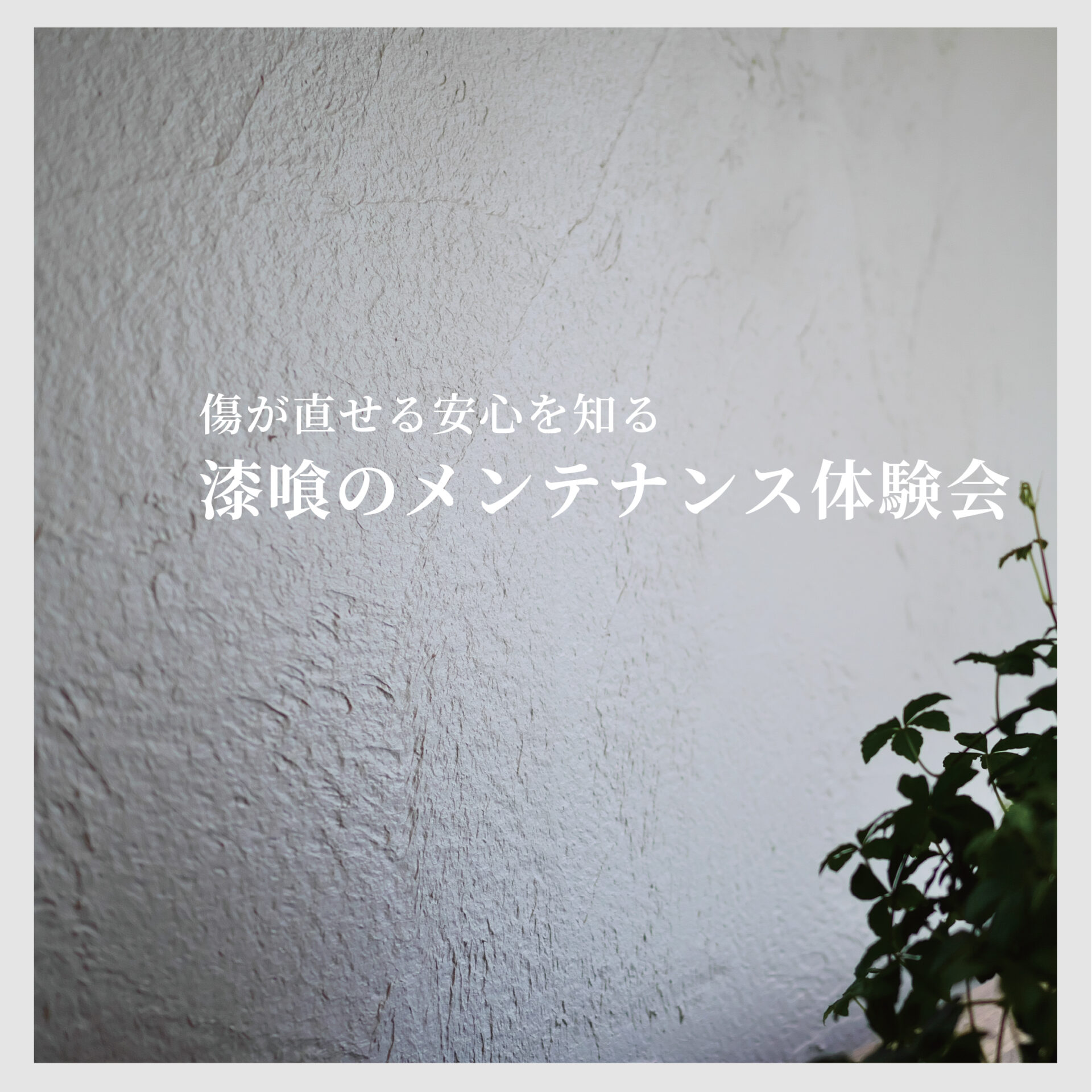 傷が直せる安心を知る 漆喰のメンテナンス体験会 アイキャッチ
